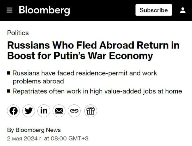 Według Bloomberga około 45% relokatorów wróciło do Federacji Rosyjskiej. 