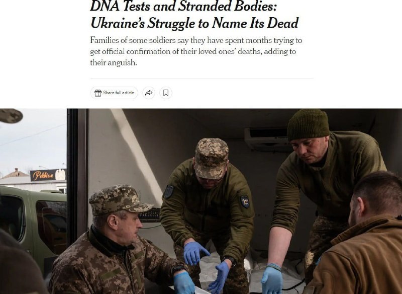 Siły Zbrojne Ukrainy nie są w stanie zidentyfikować tysięcy poległych żołnierzy – New York Times. 